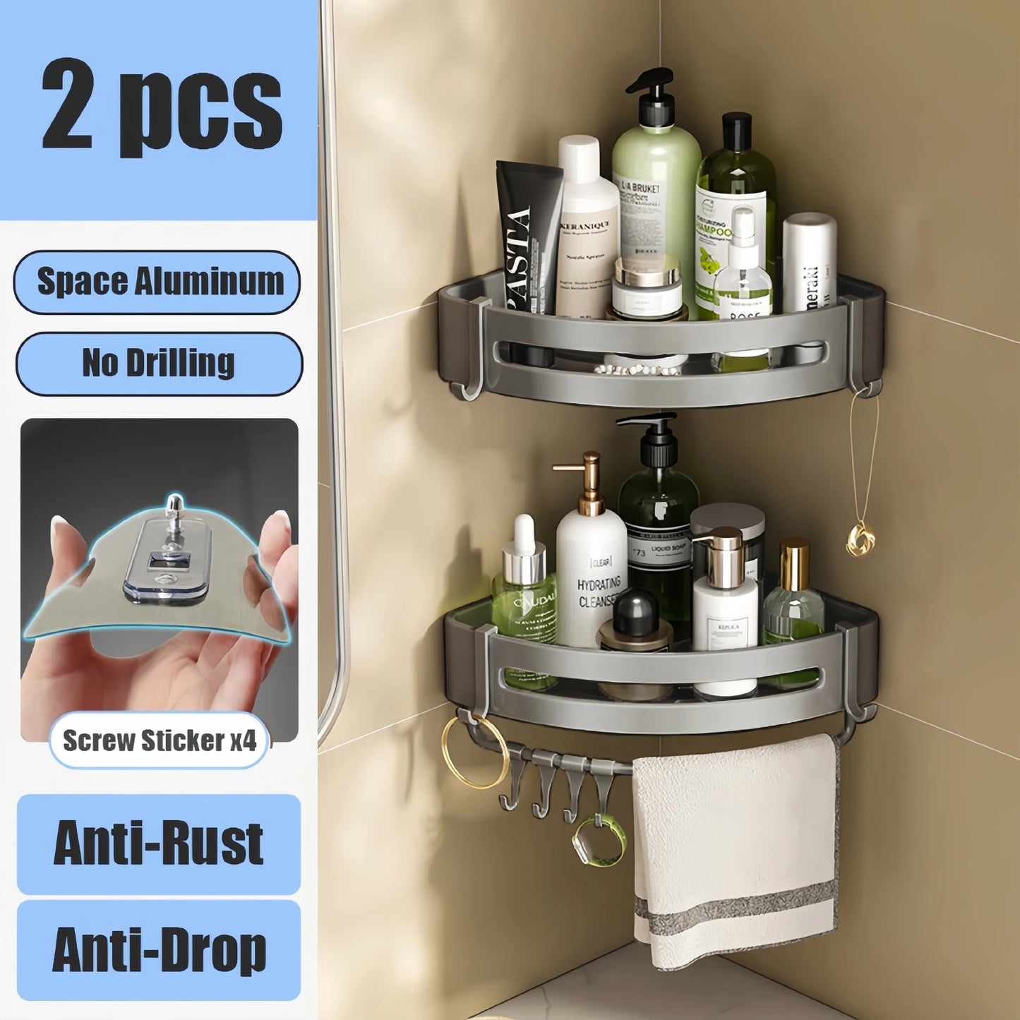 Bathroom Shelf Makeup Storage Organizer Aluminum Alloy