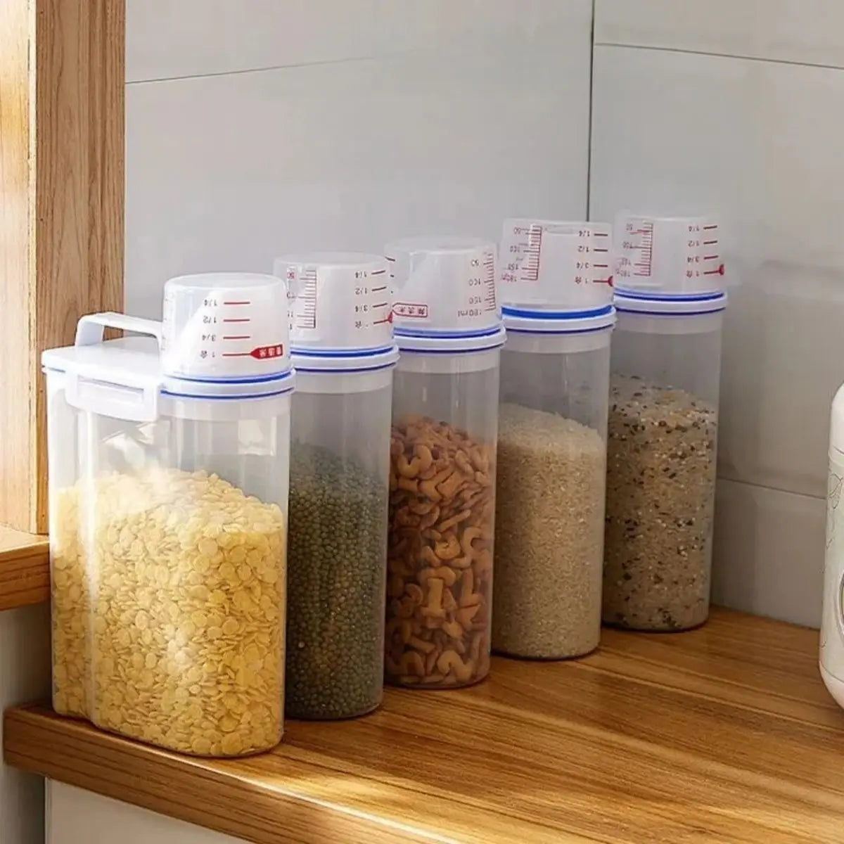 1pc Rice And Grains Food Storage Canister With Measuring Cup