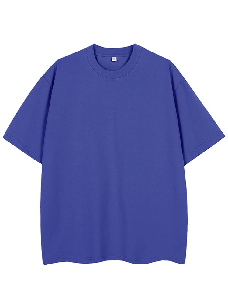 260GSM Summer T Shirt Men Korean Fashion Short Sleeve Loose Basic T-shirts Solid Tops Oversized Tee Unisex