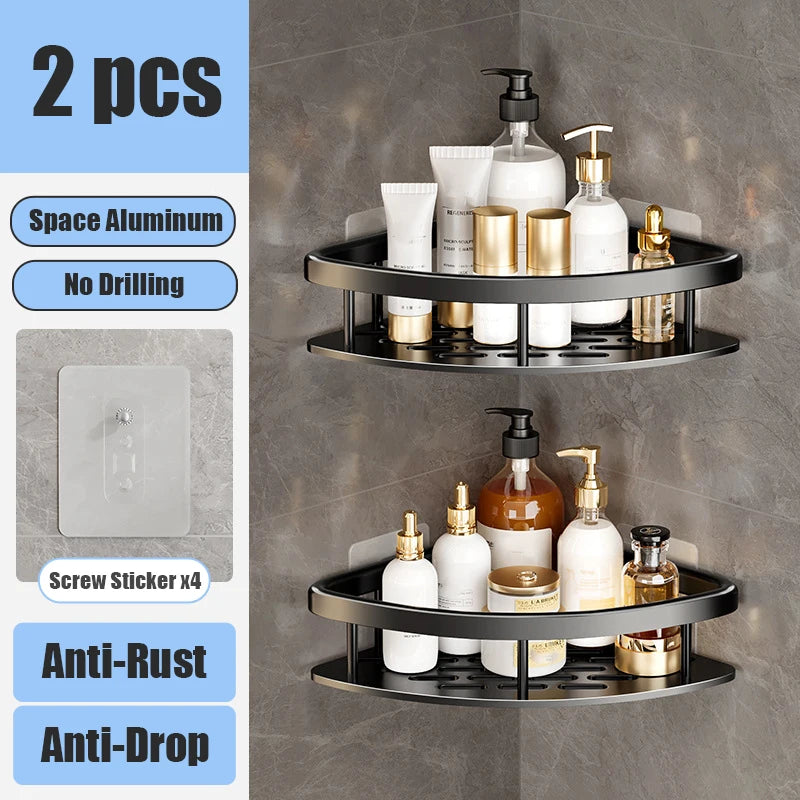 Bathroom Shelf Makeup Storage Organizer Aluminum Alloy