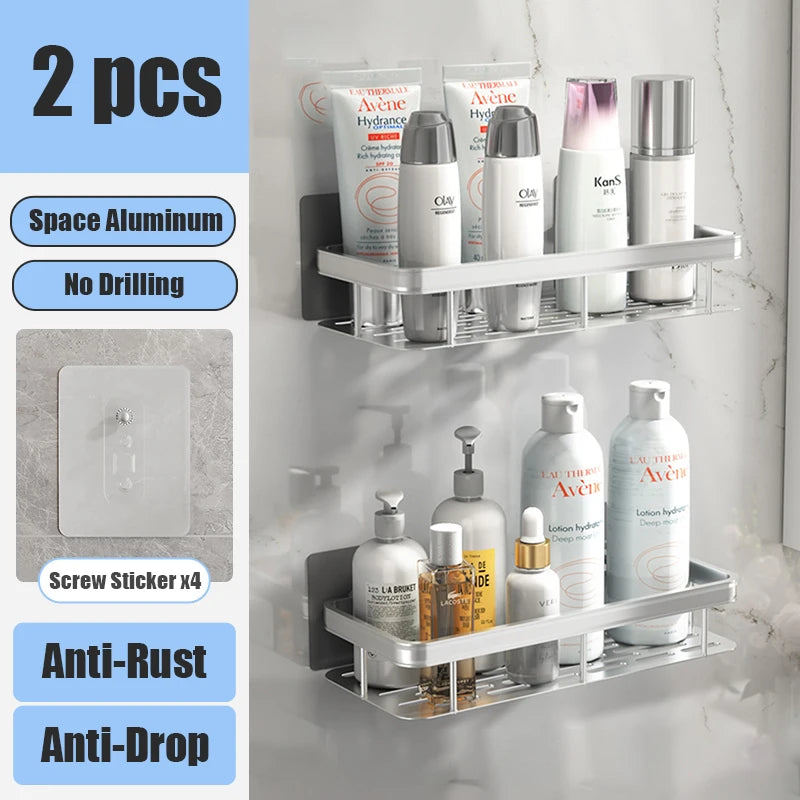 Bathroom Shelf Makeup Storage Organizer Aluminum Alloy