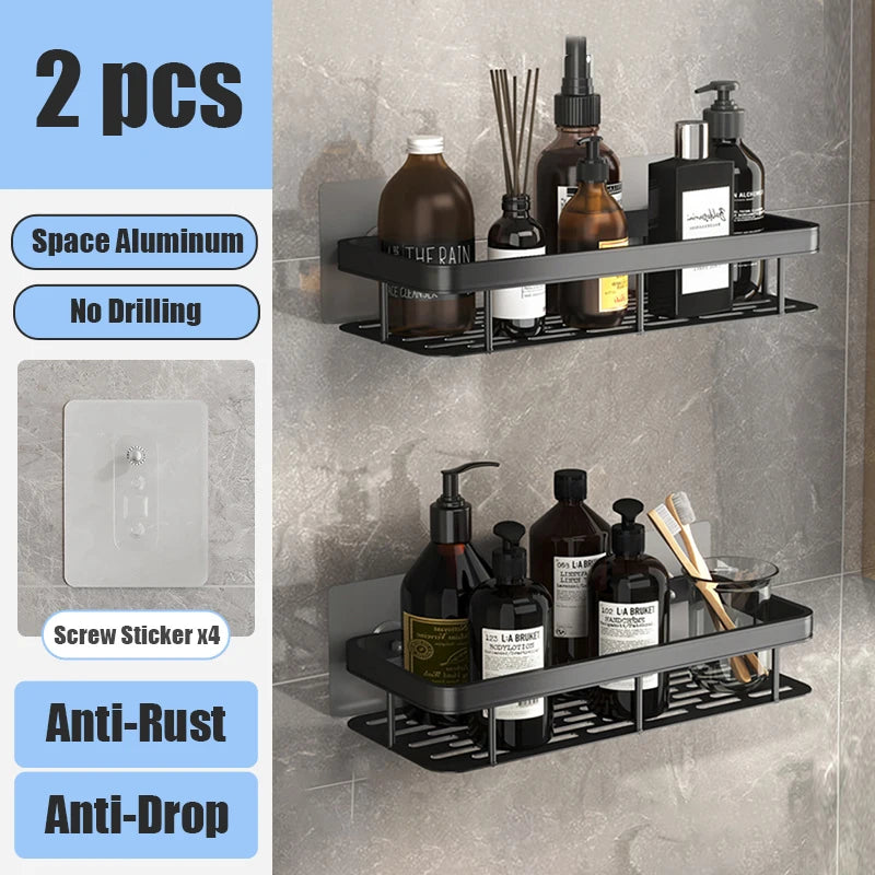 Bathroom Shelf Makeup Storage Organizer Aluminum Alloy