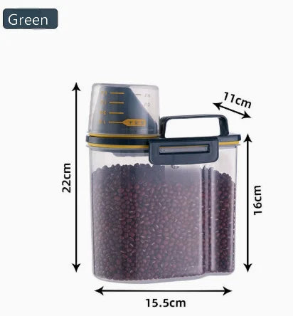 1pc Rice And Grains Food Storage Canister With Measuring Cup