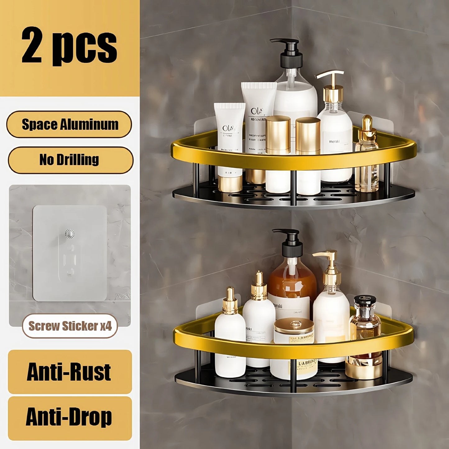 Bathroom Shelf Makeup Storage Organizer Aluminum Alloy