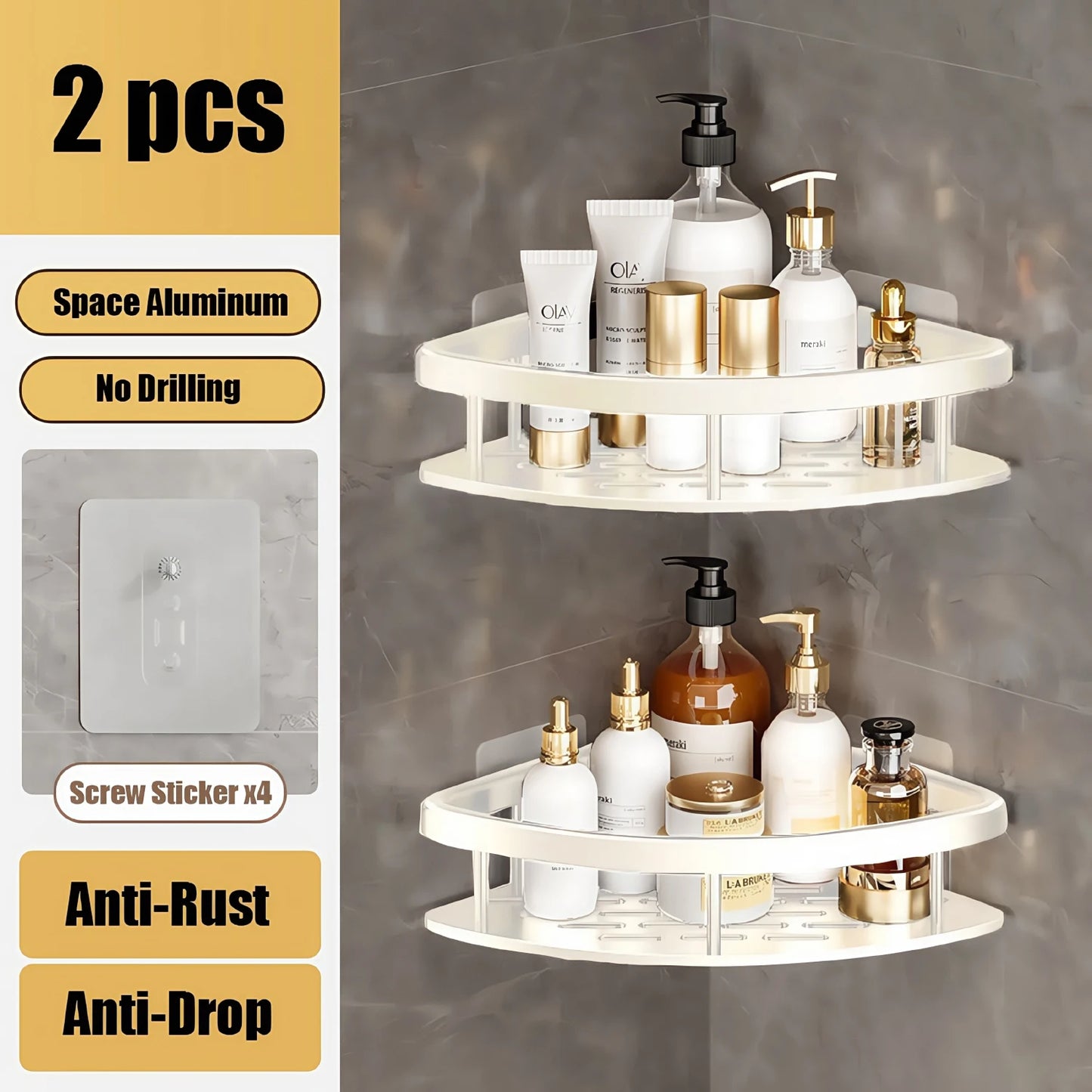 Bathroom Shelf Makeup Storage Organizer Aluminum Alloy