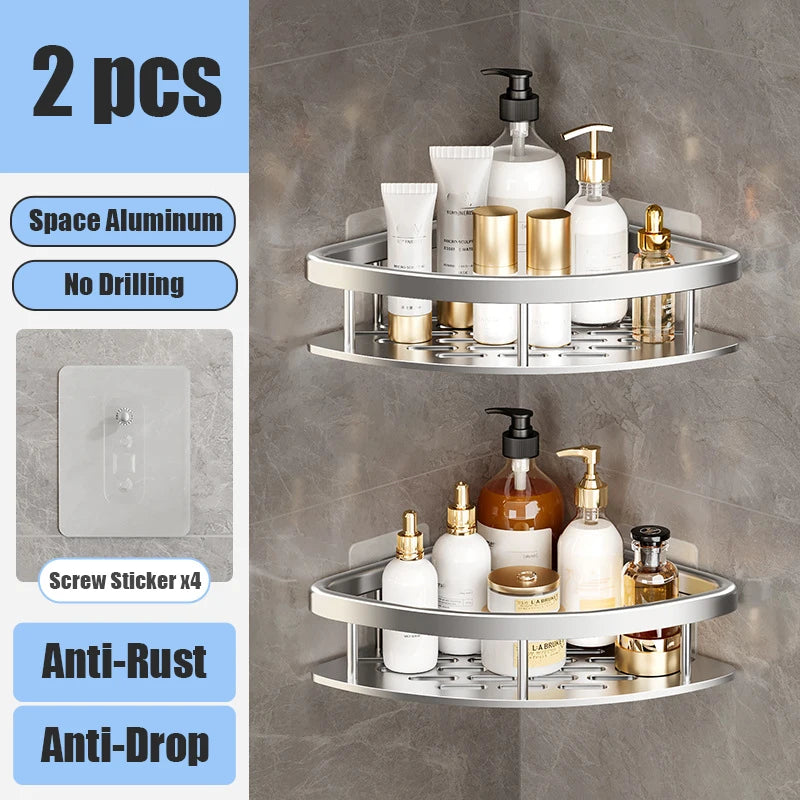 Bathroom Shelf Makeup Storage Organizer Aluminum Alloy